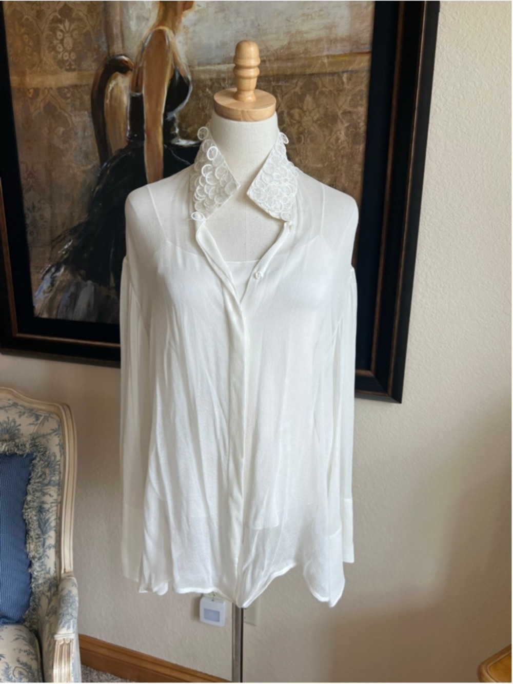 THE ROW 100% Silk Ivory Sarabee Top Blouse S New - Picture 7 of 10